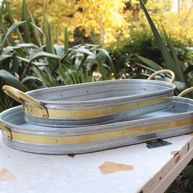 The Mia UK Oval Serving Tray in Silver and Gold
