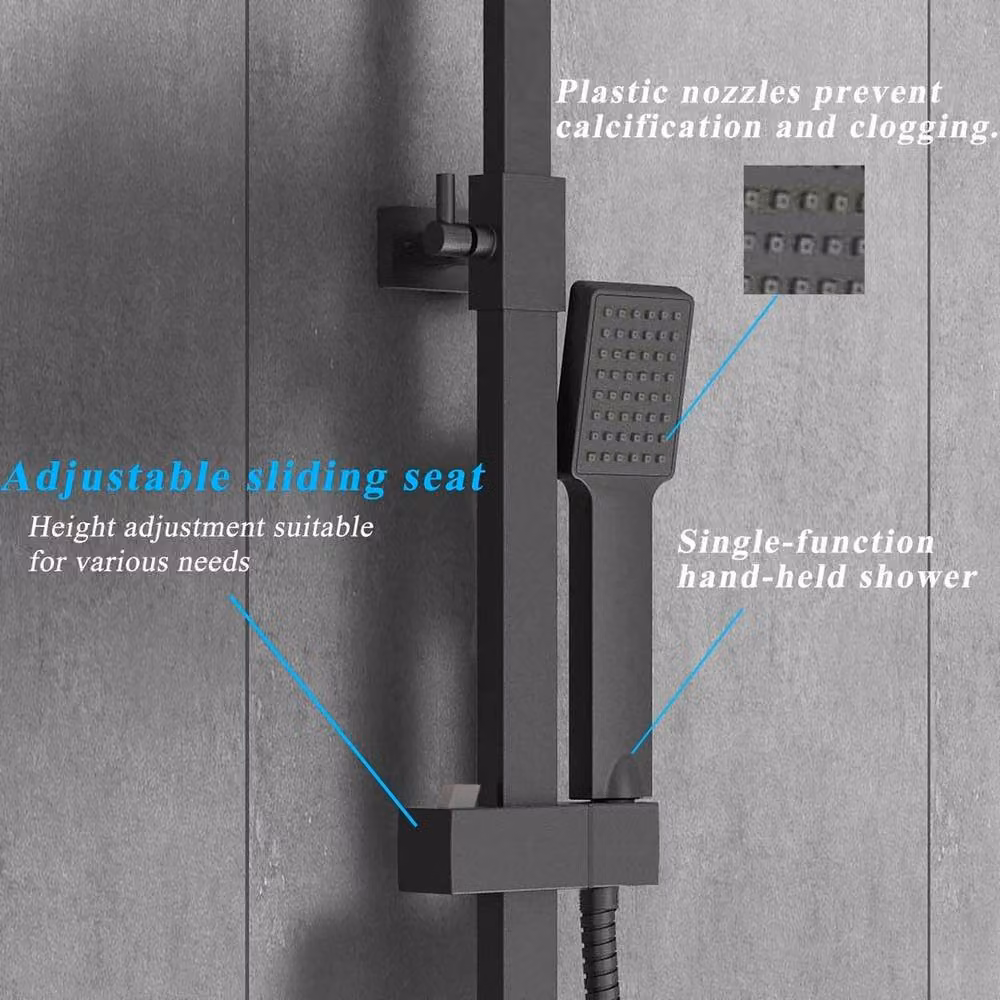 Kelvenix Matt Black Brass Single Lever Shower Thermostat Mixer Set with Safety Stop – 2