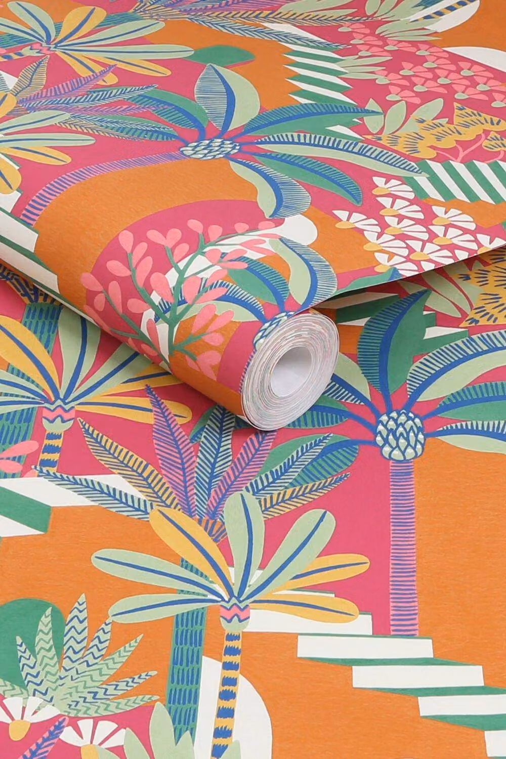 Envy Vacay Summer Heat Orange Floral Botanical Pre-pasted Wallpaper in Multicolour – 2