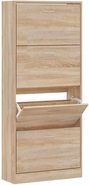 Berkfield Home Sonoma Oak Shoe Cabinet in Light Oak, W/D/H: 63 x 24 x 147 cm