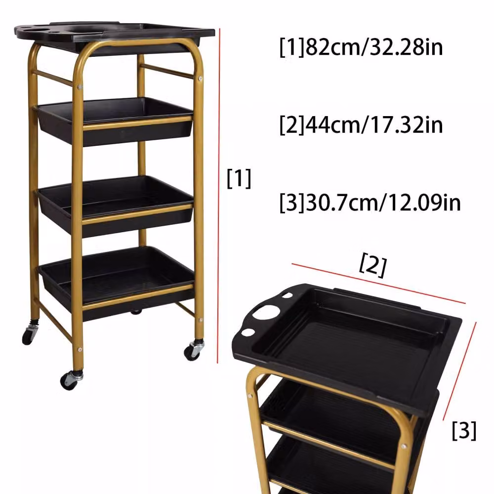 Hygrad 4 Tier Barber Storage Trolley Organiser in Black – 5