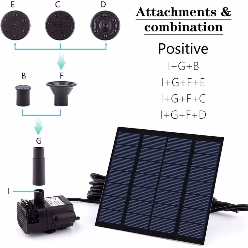 FLAVORA Solar Powered Pond Pump Fountain for Garden and Aquarium, Black, W/D/H: 100 x 100 x 100 cm – 7