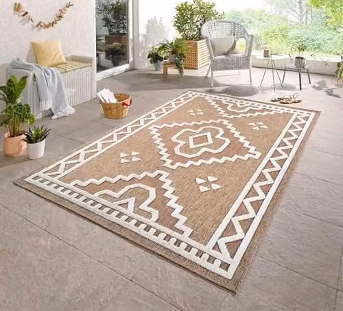 Desire Rugs Harper Machine Woven Indoor Outdoor Area Rug, Beige, W: 80 cm, D: 50 cm