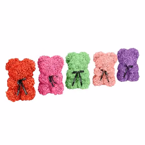 Tanness Purple Artificial Rose Bear with Transparent Gift Box and Black Ribbon, 25 cm – 7