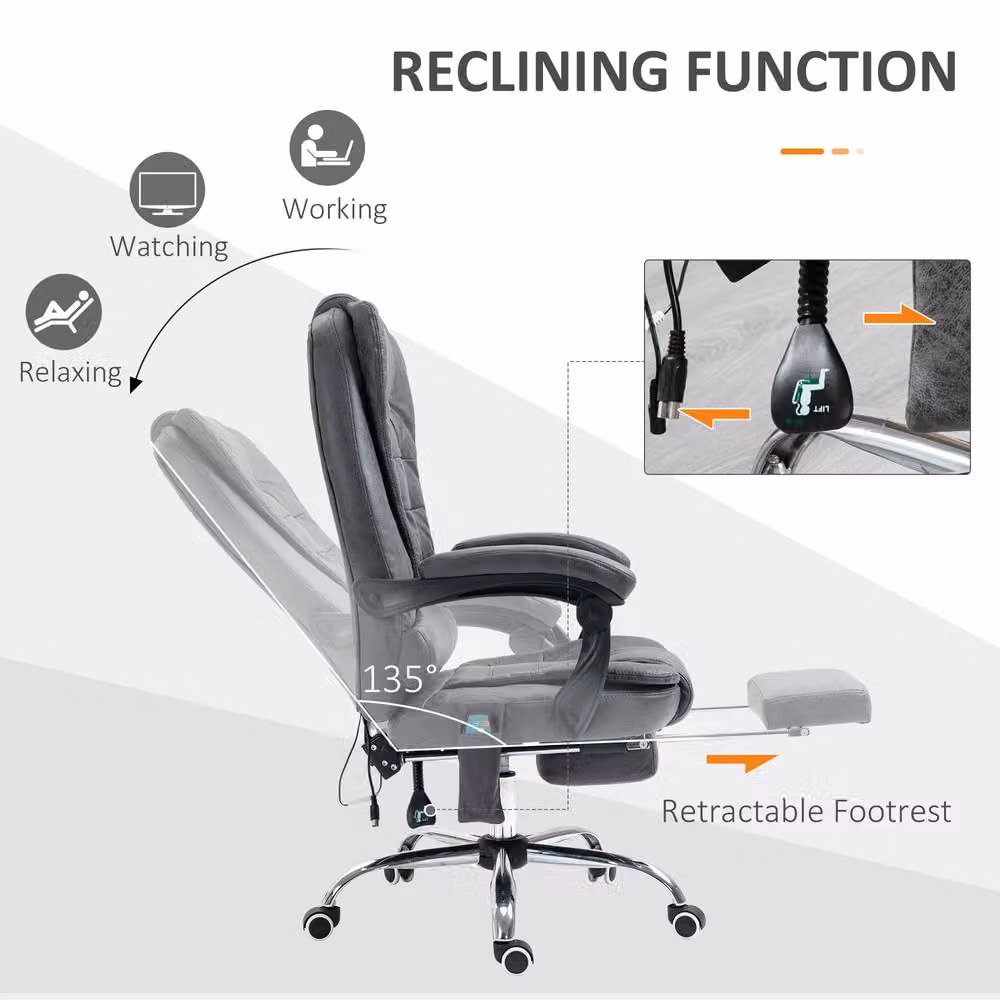 ERGOVEXA Executive Office Chair with 6 Point Massage, Back Heat and Headrest in Dark Grey – 5
