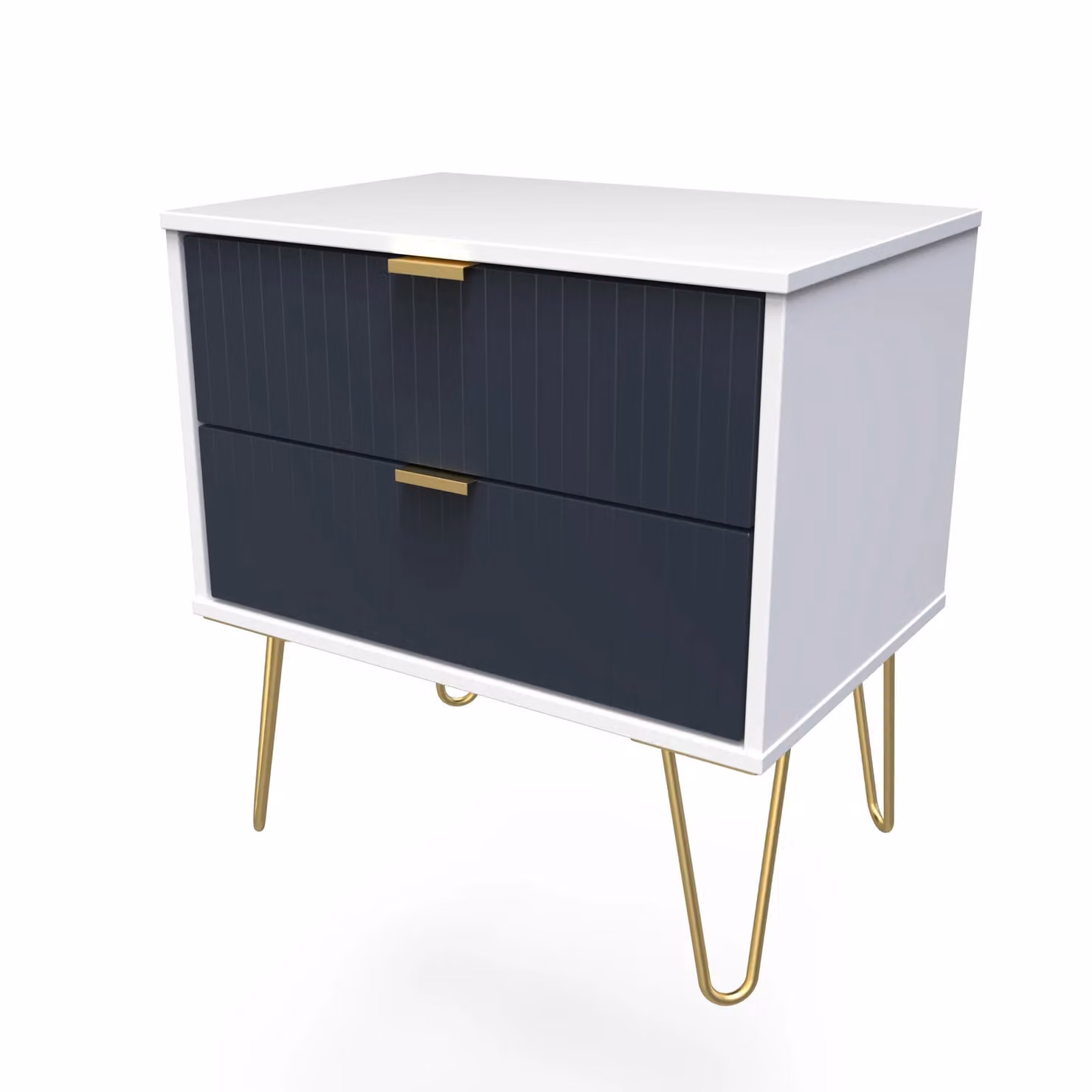 2 U Bexley 2 Drawer Side Table in Dark Blue and Gold – 2