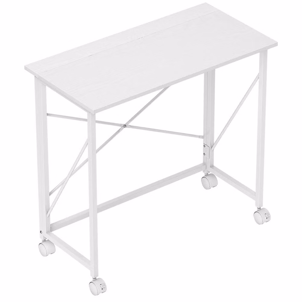 Wyld Haus Romira White Folding Writing Desk with Lockable Castors W/D/H: 80 x 40 x 75 cm – 2