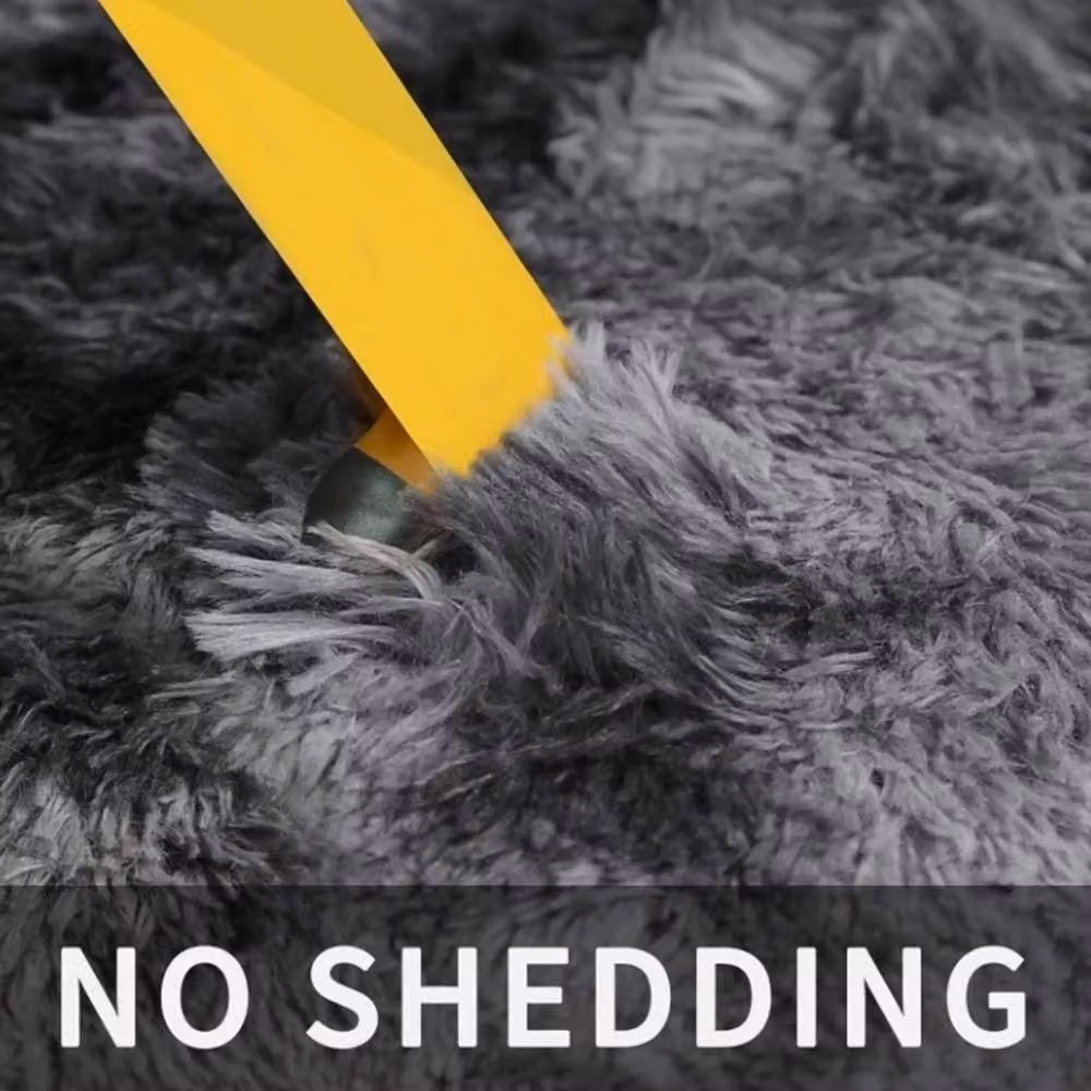VOGREX Modern Faux Fur Rectangular Rug in Grey, W: 200 cm, D: 300 cm, Non-Slip – 2