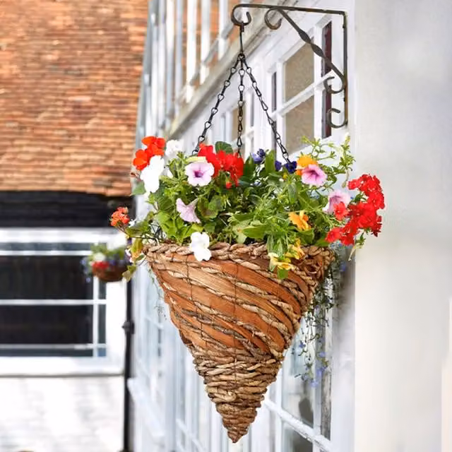 Garden Mile Rafiki Brown Rattan Hanging Cone Planter