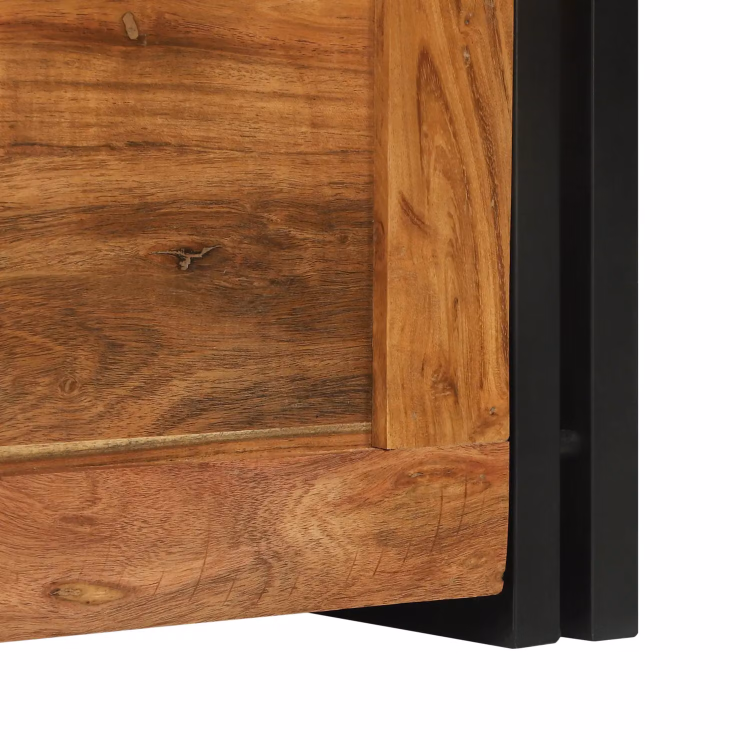 Berkfield Home Rustic Acacia Wood Storage Chest in Brown and Black, W/D/H: 40 x 40 x 40 cm – 6