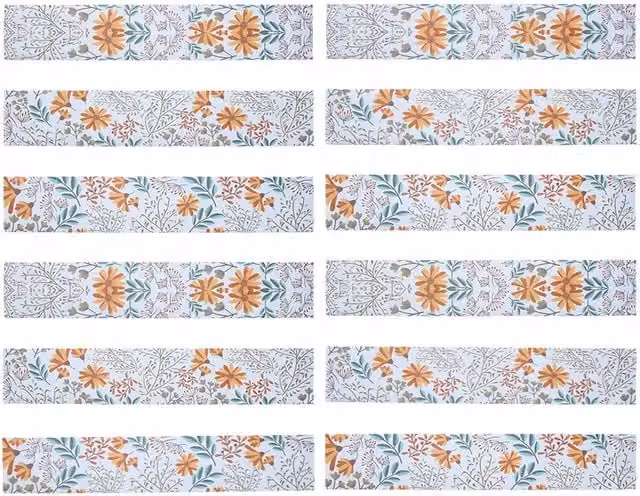 Livingandhome Set of 12 Self Adhesive Floral Stair Riser Stickers, Multicolour