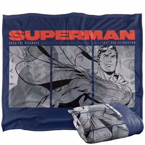 Warner Bros. Superman Man of Steel Comic Silky Touch Super Soft Fleece Throw Blanket, Multicolour, W: 152 cm, D: 127 cm – 1