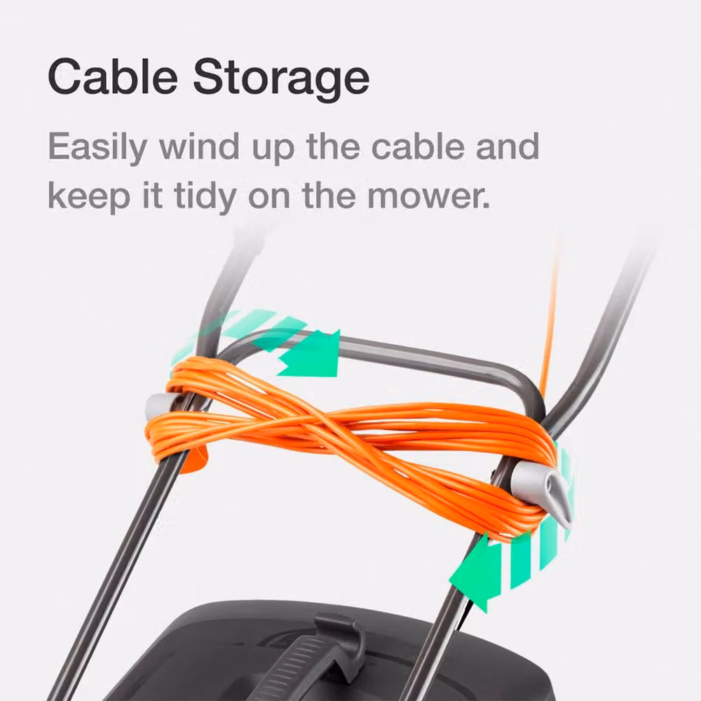 Flymo EasiStore 340R Corded Electric Rotary Lawnmower in Orange with Collection Bag – 6