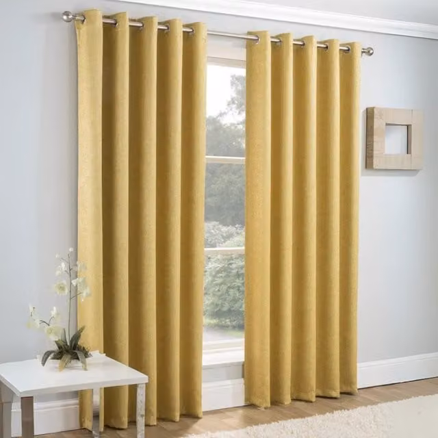 Enhanced Living Vogue Ochre Thermal Eyelet Curtains, W: 168 cm x H: 137 cm