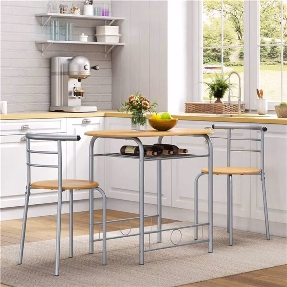 KORVIXA 3 Piece Bar Table and Chair Set, Multicolour Square Dining Set, W/D/H: 100 x 100 x 75.5 cm – 2