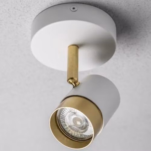 CGC Lighting Orio Adjustable GU10 Ceiling and Wall Spot Light in White and Gold/Brass – 3