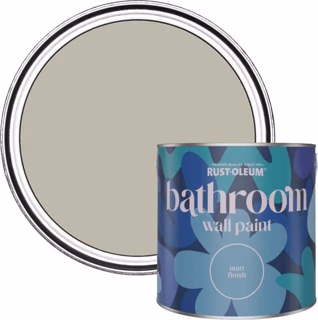 Rust-Oleum Matt Water-Based Bathroom Wall and Ceiling Paint, Oyster, 2.5L