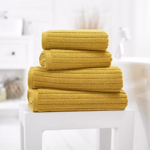 Deyongs Rialto Soft Ribbed Zero Twist 480 GSM 100% Cotton Bath Sheet in Yellow