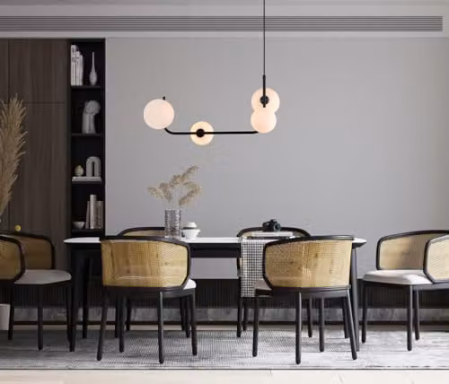 Netlighting Modern Dimmable Hanging Pendant Light in Black with White Glass Shades, 4 x G9 – 2