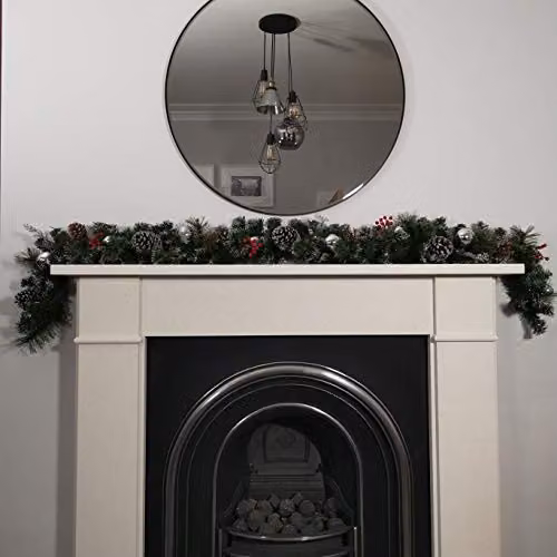 Premier 180cm Silver Dressed Christmas Garland with Berries, Pinecones and Baubles – 5