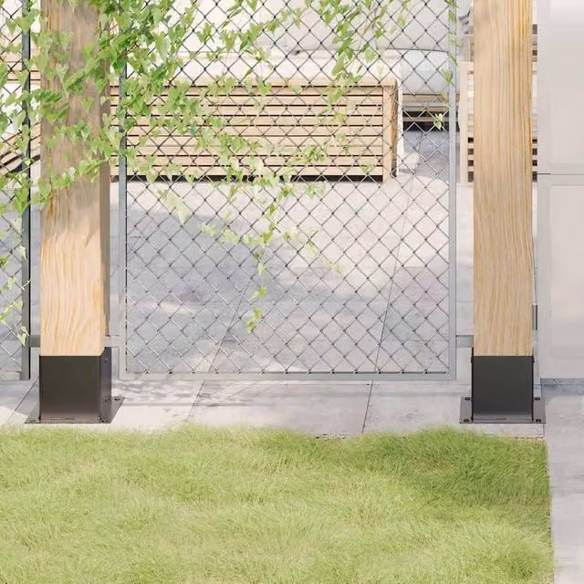 Berkfield Home Square Post Bases, 12 Pack, Anthracite Black Powder-coated Galvanised Steel, W/D: 14.1 x 14.1 cm
