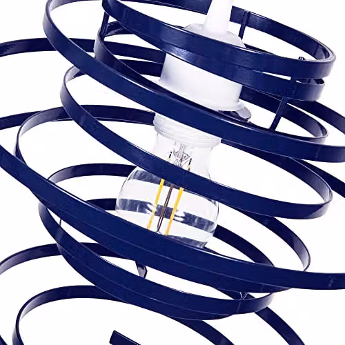 Happy Homewares Modern Blue Gloss Metal Double Ribbon Spiral Swirl Ceiling Light Pendant Shade, Diameter: 23 cm – 3