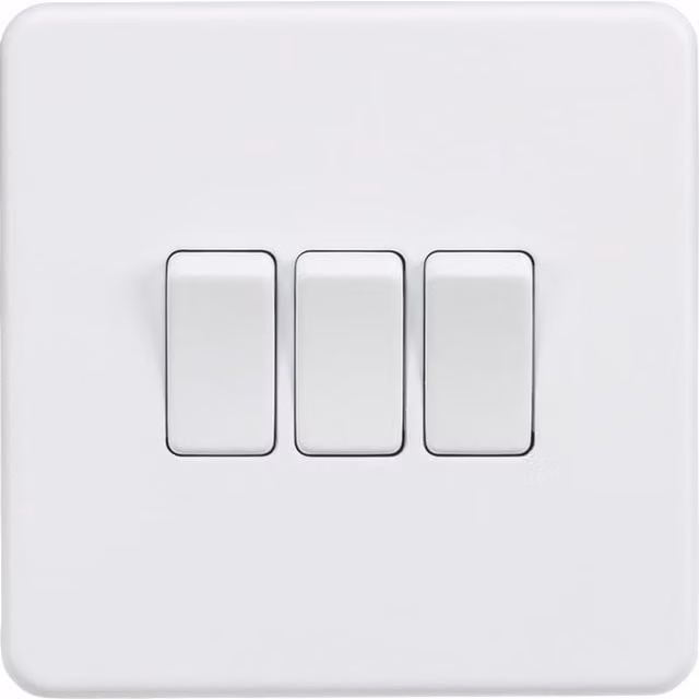 Knightsbridge Screwless 10AX 3G 2-Way Switch in Matt White SF4000MW