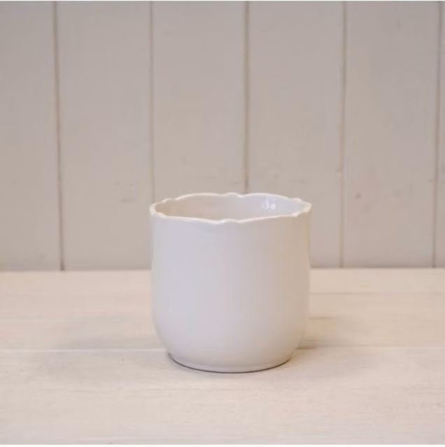 KDMD Small White Ceramic Indoor Pot for Tabletop Use