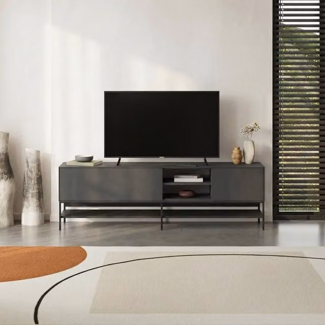 Decortie Amira Modern TV Stand in Anthracite Grey, Width: 180 cm
