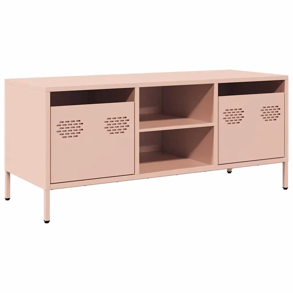 Berkfield Home Pink Industrial TV Cabinet in Matt Cold-rolled Steel, W: 101.5 cm, D: 39 cm, H: 43.5 cm – 2