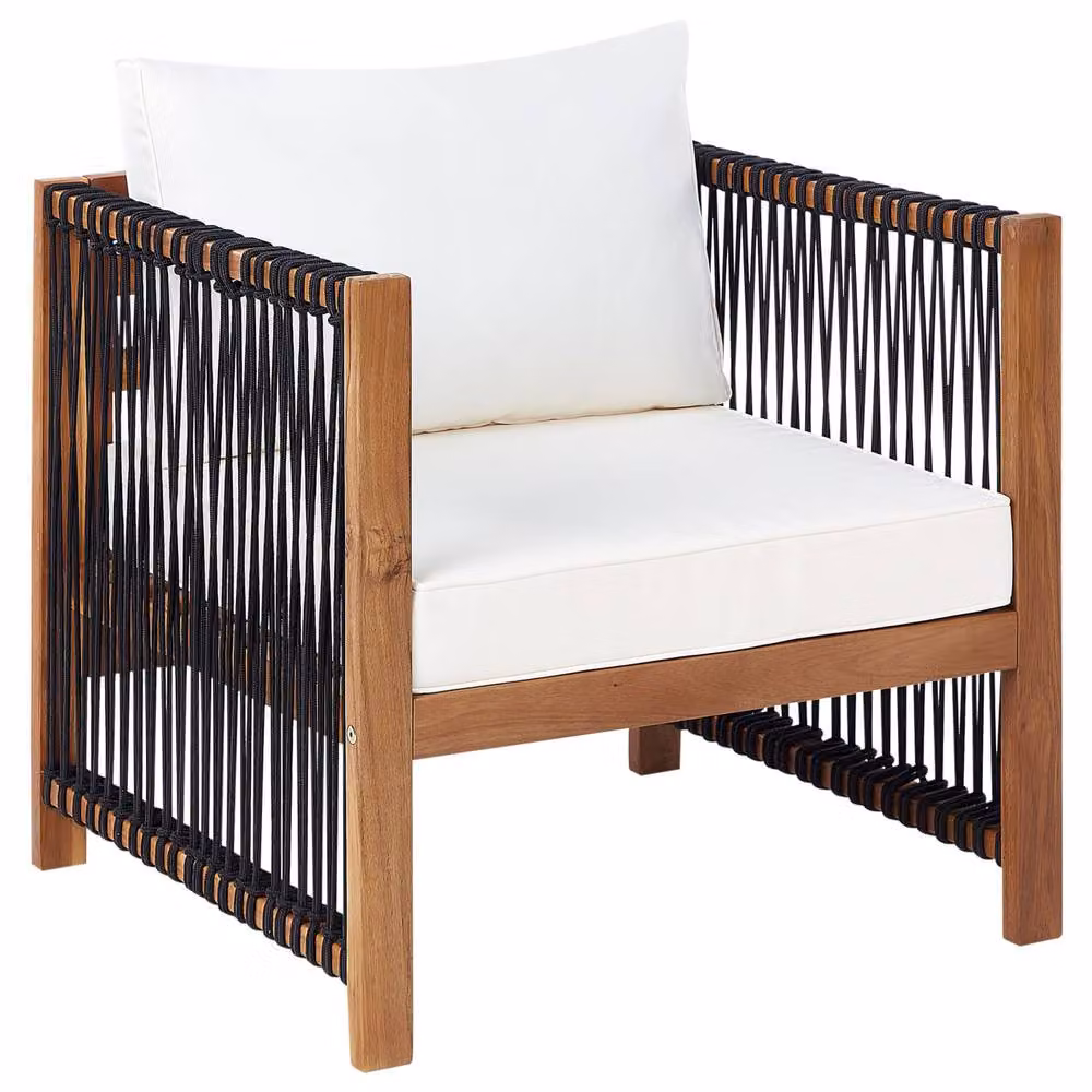 Wyld and Coco Acacia 4 Seater Garden Sofa Set in Brown with Black Rope Accents – 4