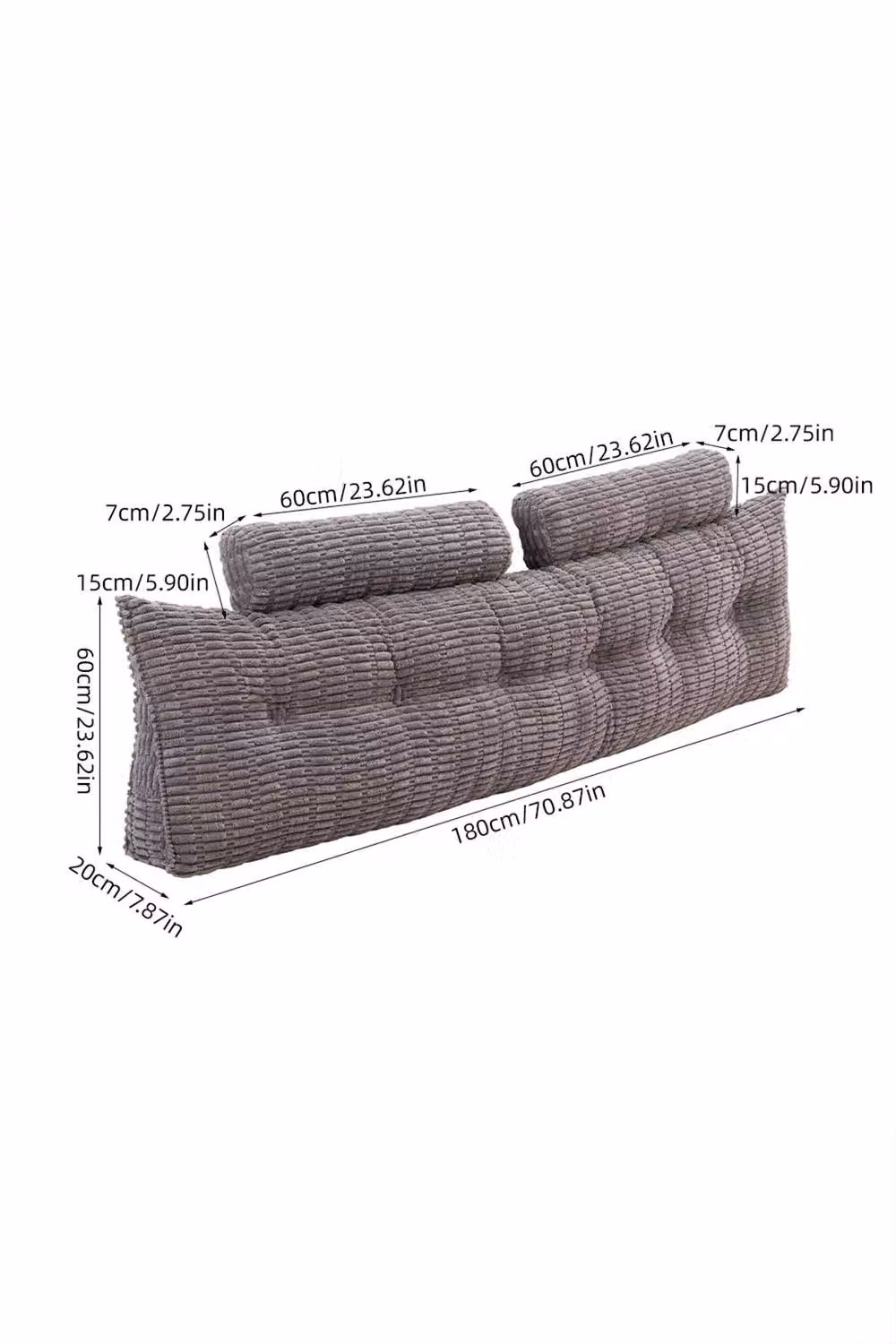 Garden Sanctuary Firm Triangle Wedge Headboard Pillow Backrest Support Cushion in Dark Grey – 2