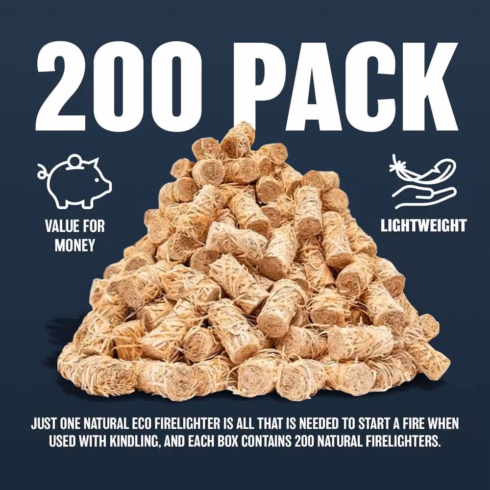 BARGAINS-GALORE 200 Pack Natural Wood and Wax Wool Firelighters – 5