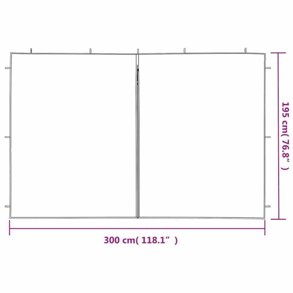 Berkfield Home Party Tent Sidewalls with Zipper, 2 Pack, PE Material, Anthracite Black, W: 300 cm, H: 195 cm – 3