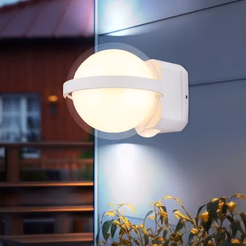Netlighting Illi Outdoor LED Globe Wall Lamp, White Matt, IP54, Warm White 3000K – 2