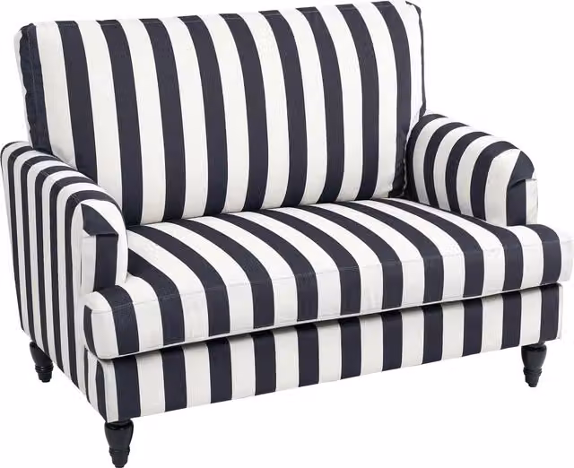 HOMCOM Modern Velvet Accent Chair with Striped Fabric and Rubberwood Turned Legs in Black and White