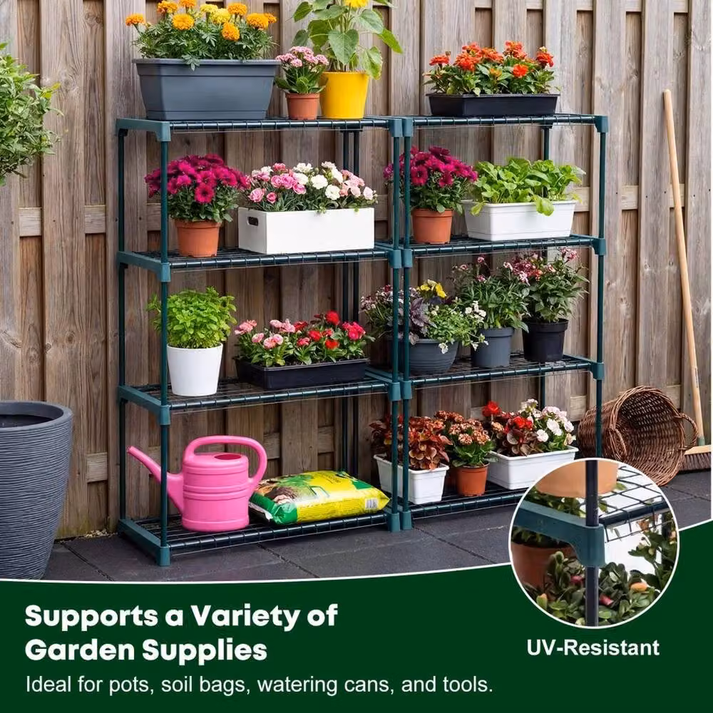 EONLION 4 Tier Green Metal Greenhouse Staging Plant Stand, Width: 100 cm – 3