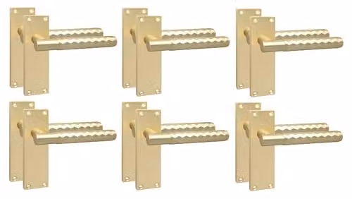 Golden Grace Victorian Door Handle Set in Satin Brass, 6 Pairs