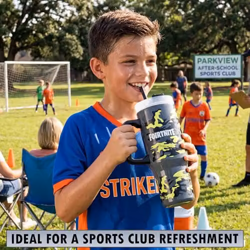 Get Trend Fortnite Insulated Stainless Steel Tumbler with Straw and Handle, 920ml, Multicolour – 6