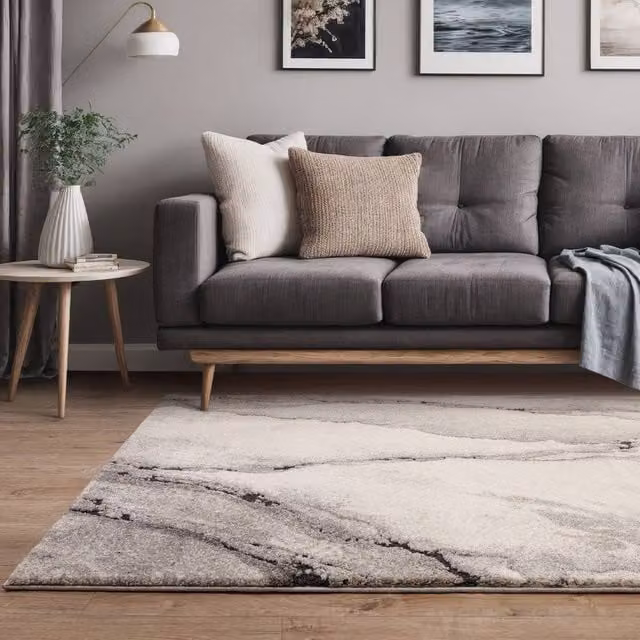 The Rug Shop UK Grey Abstract Modern Machine Woven Stain-Resistant Rug, W: 200 cm, D: 290 cm – 1