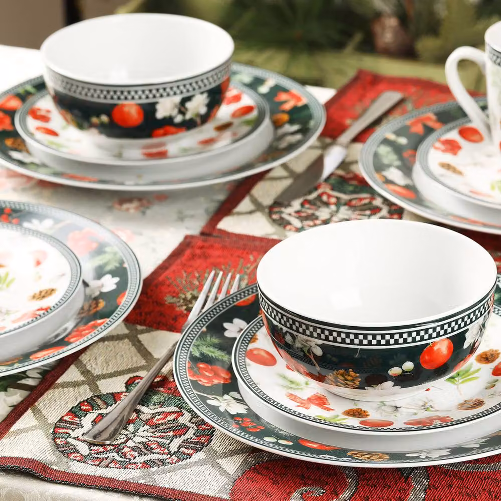 Simpa 16-Piece Floral Orchard Ceramic Dinner Set in Multicolour – 7