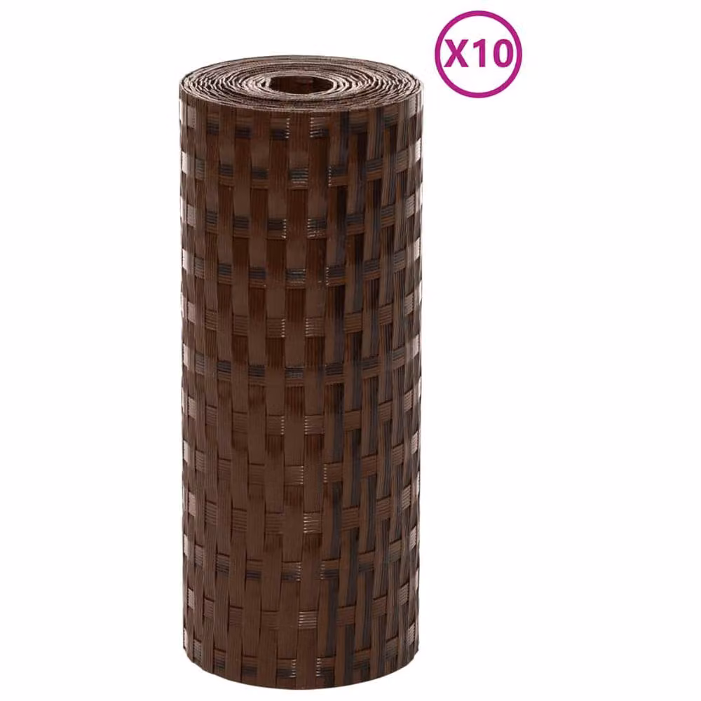 Berkfield Home 10-Piece Poly Rattan Balcony Screens in Brown and Black, H: 255 cm x W: 19 cm – 3