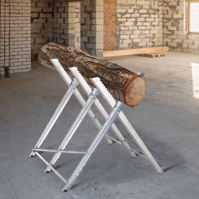 DURHAND Steel Foldable Saw Horse Support in Silver