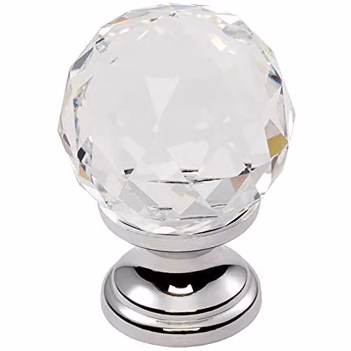Loops Faceted Crystal Cupboard Door Knob in Polished Chrome