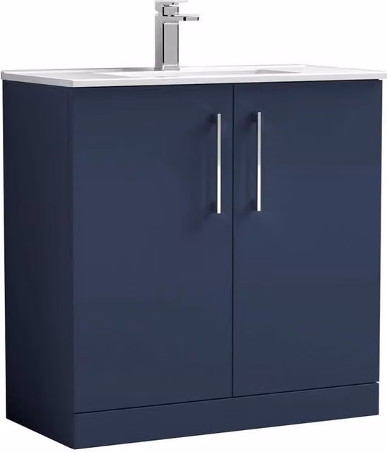 Balterley Midnight Blue Freestanding Bathroom Floor Vanity Unit with Soft Close Doors, Width: 80 cm