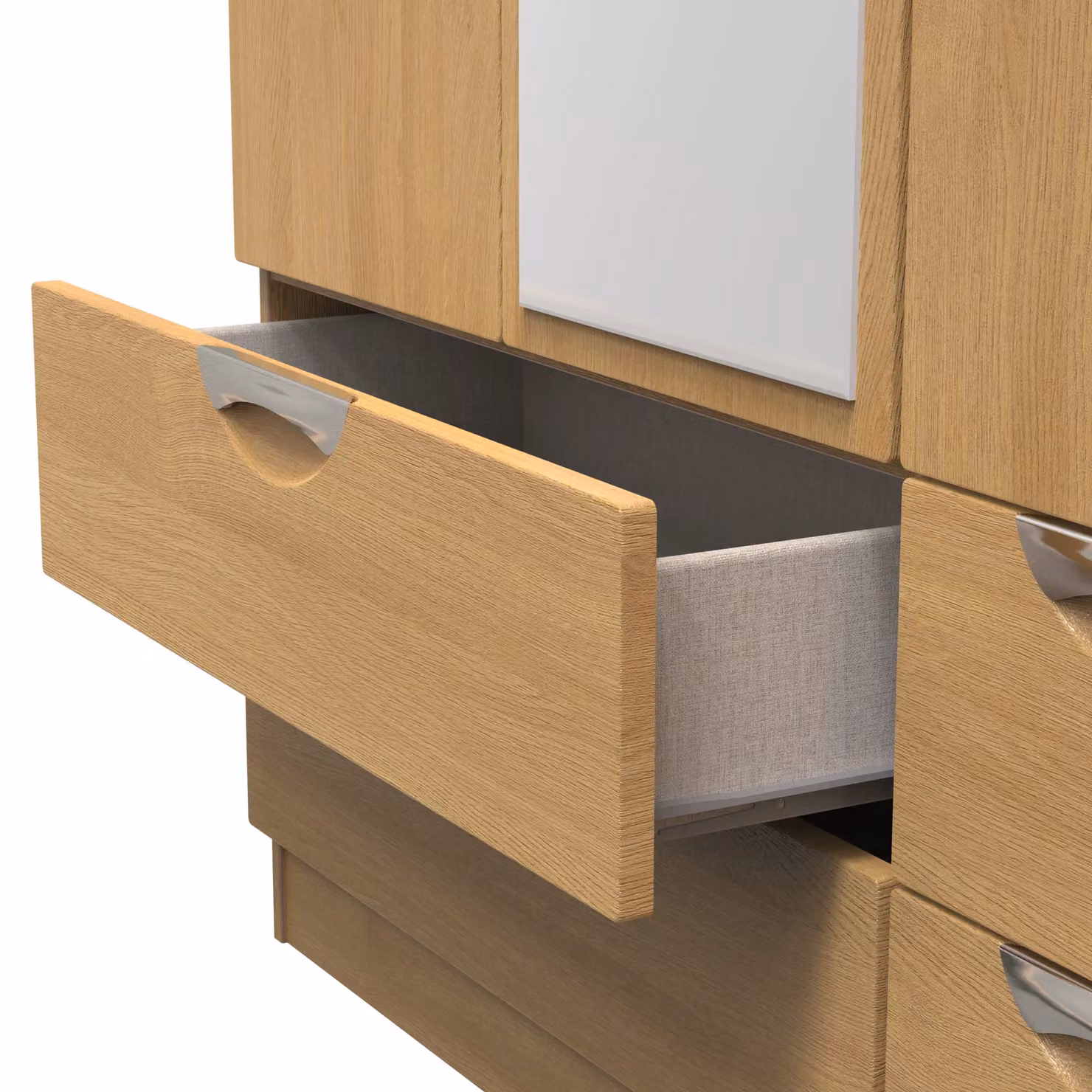 2 U Holborn Ready Assembled Tall Triple Wardrobe with Mirror and 2 Drawers in Brown – 3