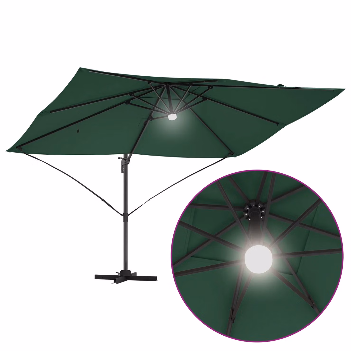 Berkfield Home Green Cantilever Garden Umbrella with Polyester and Metal Frame – 6