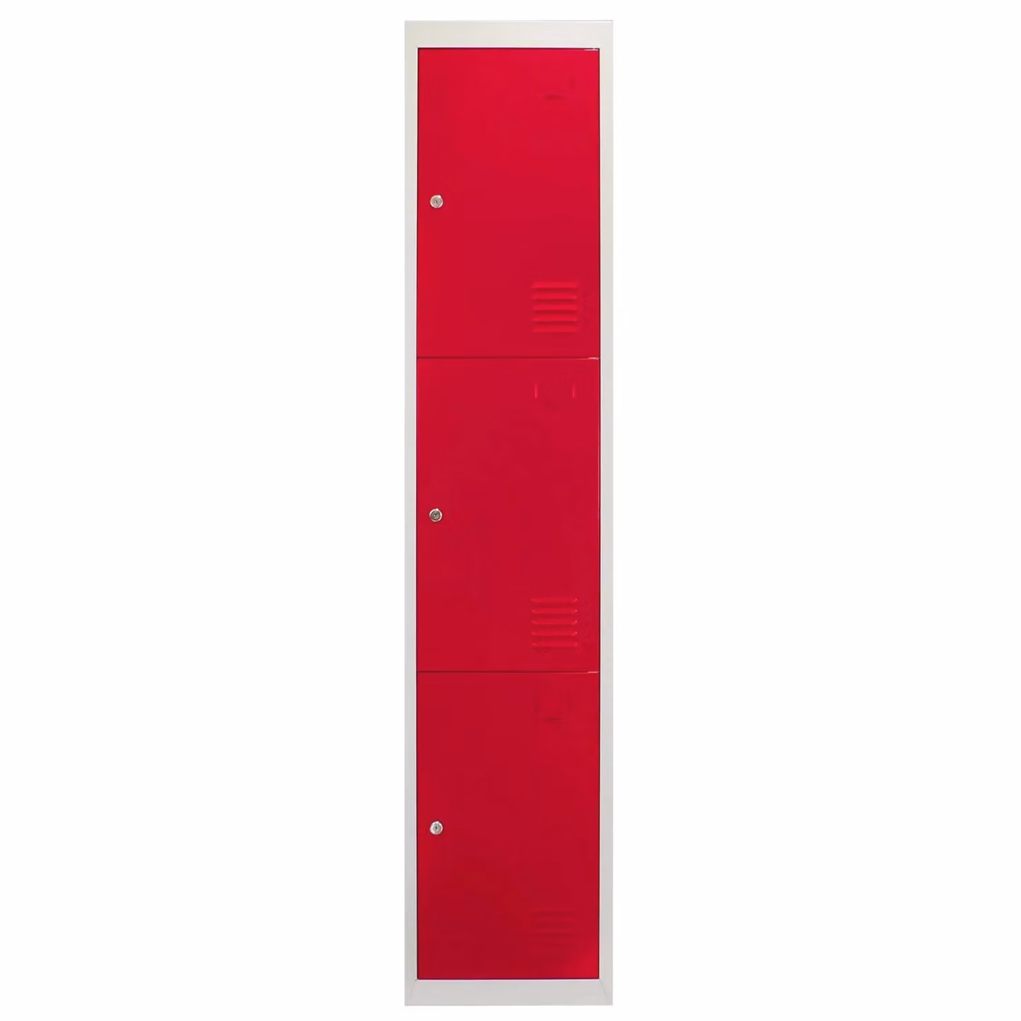 Monstershop Metal Storage Lockers with Three Hinged Doors and Lock, Red or Grey, H 180.0 cm x W 45.0 cm x D 38.0 cm – 2