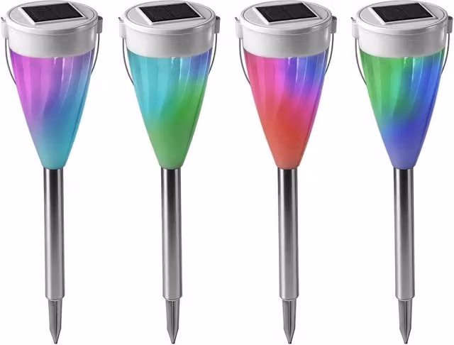 Gardenwize Pack of 4 Colour Changing Solar LED Garden Stake Lights in Multicolour – 1