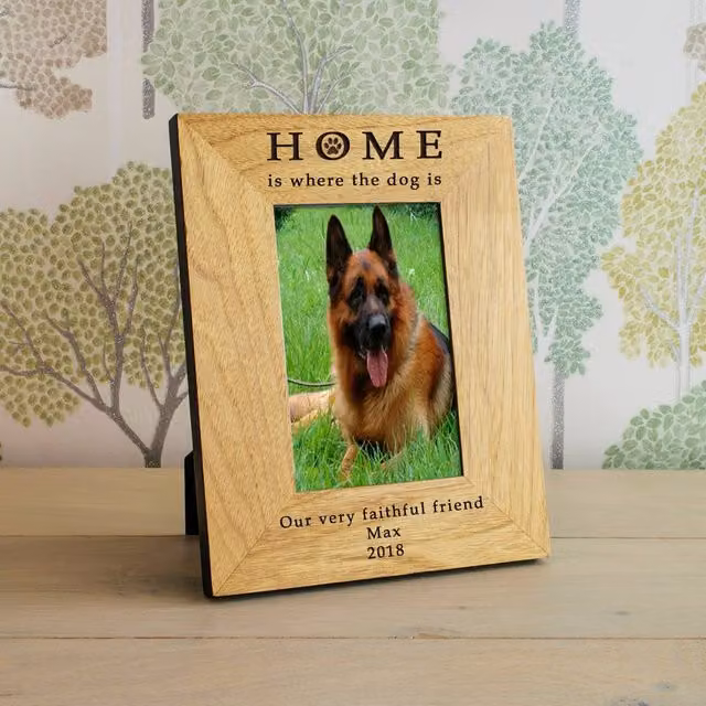 Uniqueful Personalised Home is where the dog is Wood Picture Frame, Brown, W/H: 10 x 15 cm
